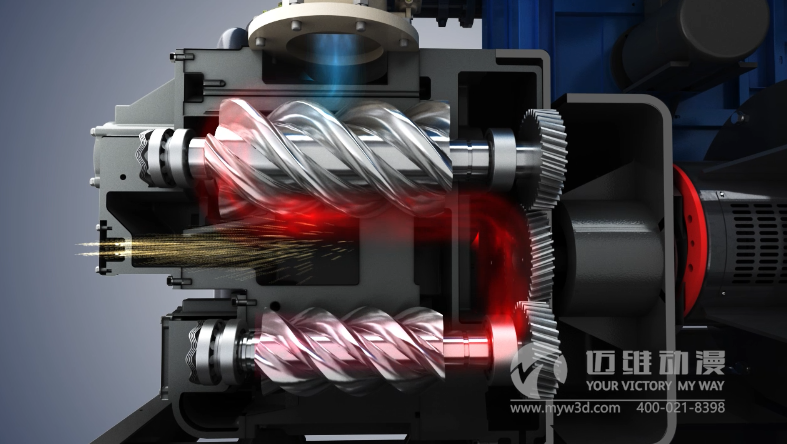 雙螺桿壓縮機三維動畫 雙螺桿壓縮機三維動畫