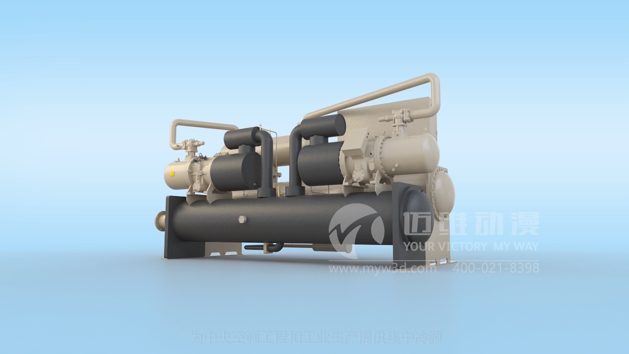 滿液式螺桿冷水機組三維演示動畫(圖2) 滿液式螺桿冷水機組三維演示動畫(圖2)