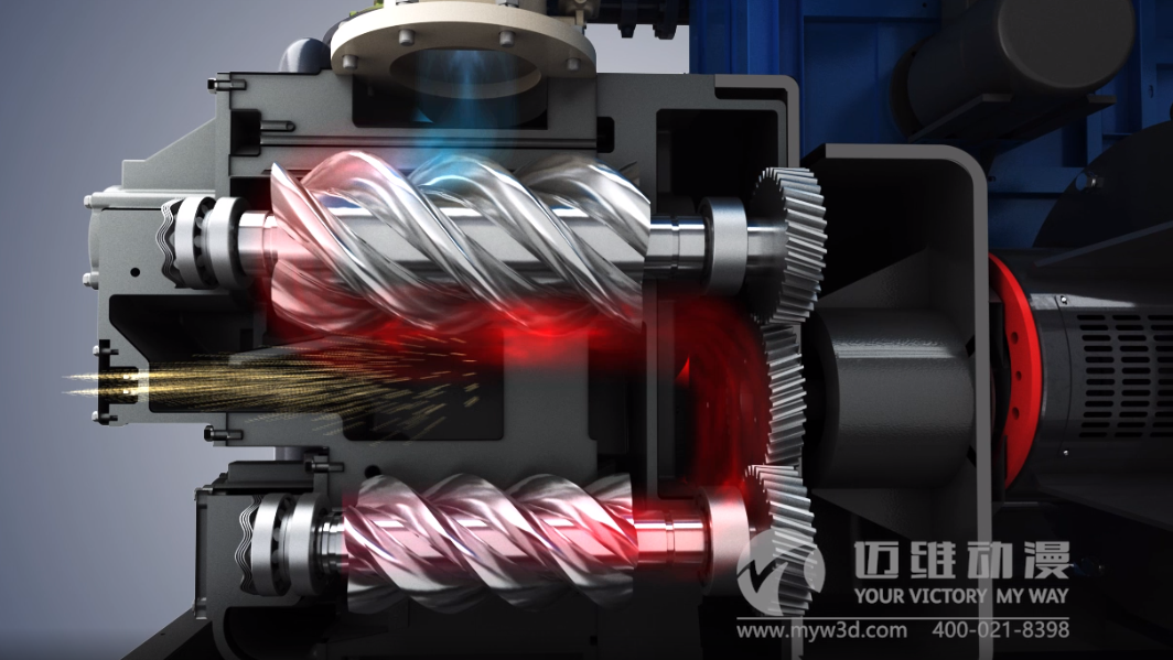 雙螺桿壓縮機產品演示三維動畫(圖1)