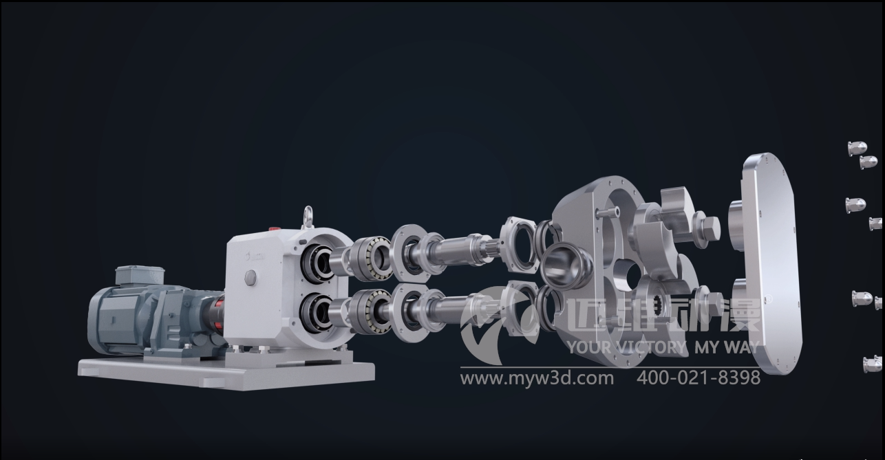 圓周兩葉蝶形轉子泵三維動畫(圖1) 圓周兩葉蝶形轉子泵三維動畫(圖1)