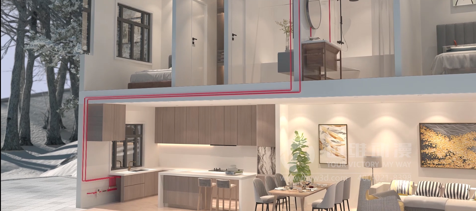 室內管道安裝三維動畫展示(圖5) 室內管道安裝三維動畫展示(圖5)