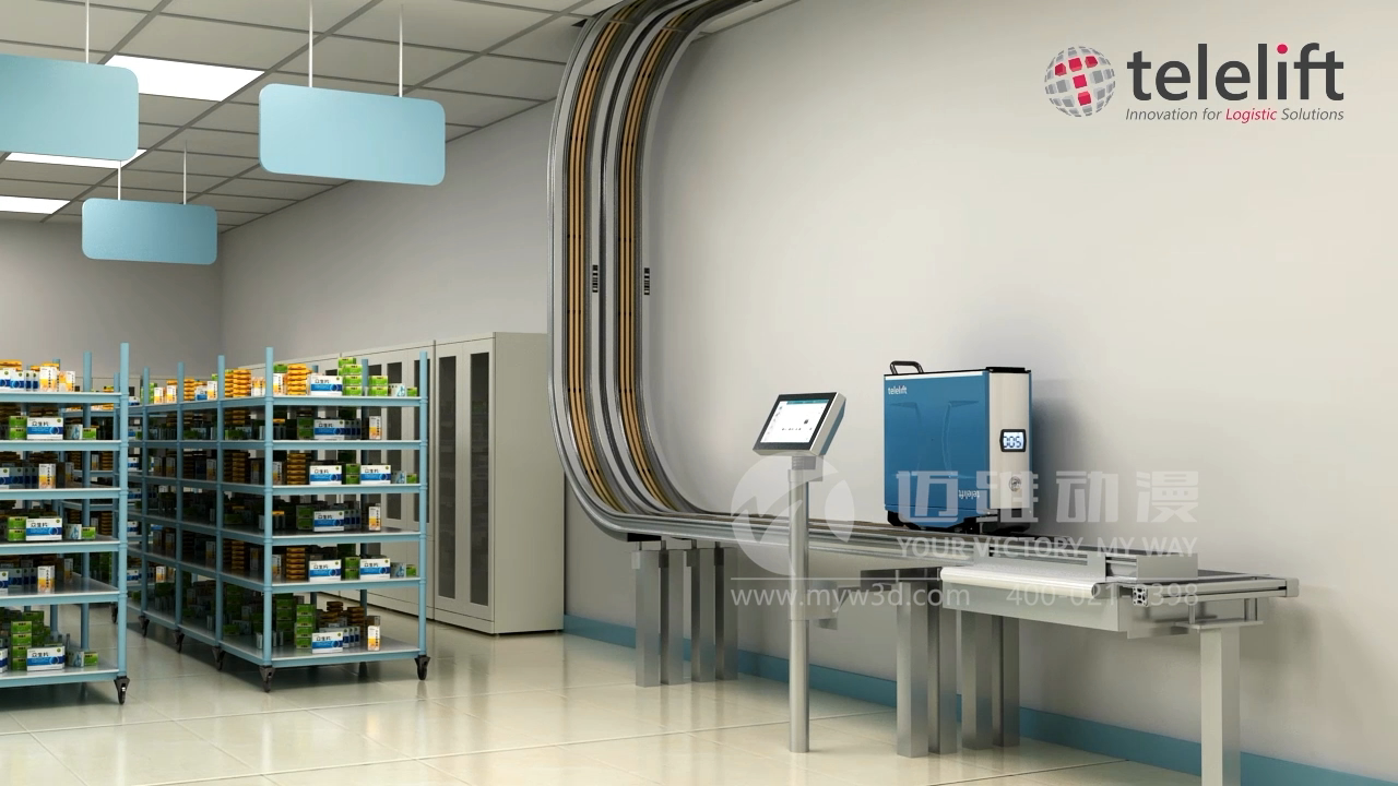 醫院智能軌道AGV小車三維動畫展示(圖3) 醫院智能軌道AGV小車三維動畫展示(圖3)