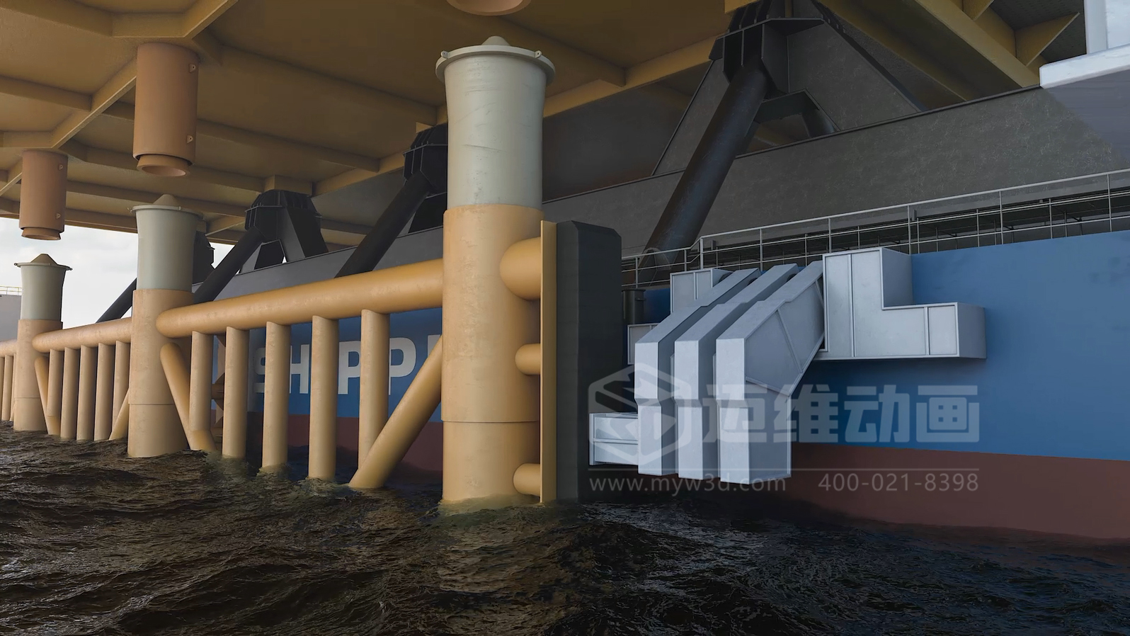 3萬噸級平臺浮托安裝三維動畫展示(圖4) 3萬噸級平臺浮托安裝三維動畫展示(圖4)