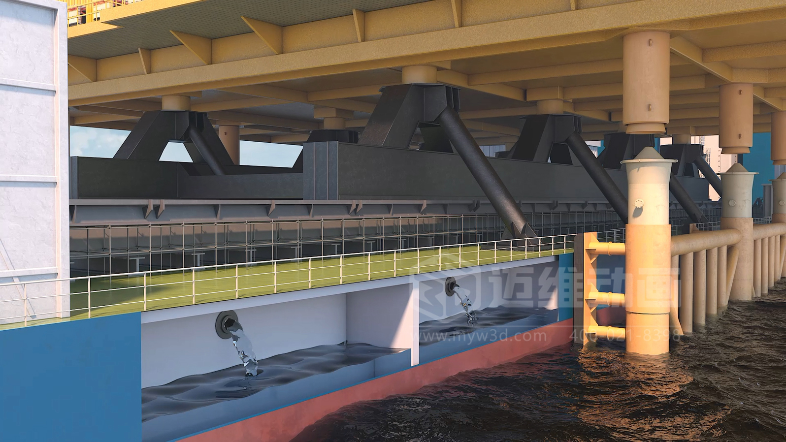 3萬噸級平臺浮托安裝三維動畫展示(圖5) 3萬噸級平臺浮托安裝三維動畫展示(圖5)