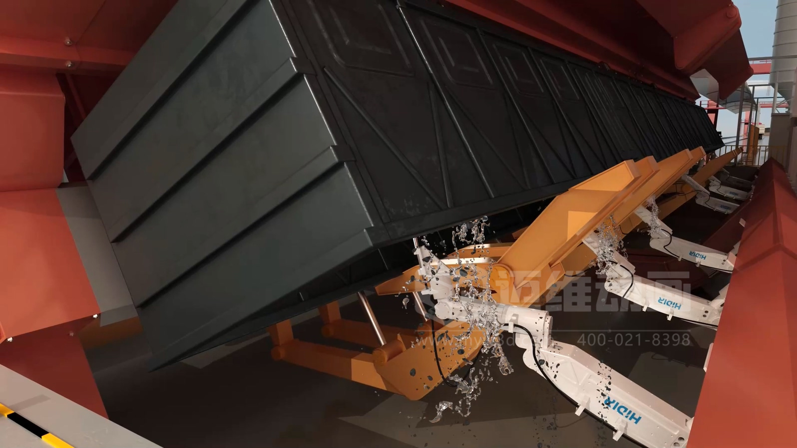 智能工廠工藝流程展示如何做到直觀易懂?工業3D動畫制作實景還原火車廂余料自動化清洗全流程(圖1) 智能工廠工藝流程展示如何做到直觀易懂?工業3D動畫制作實景還原火車廂余料自動化清洗全流程(圖1)