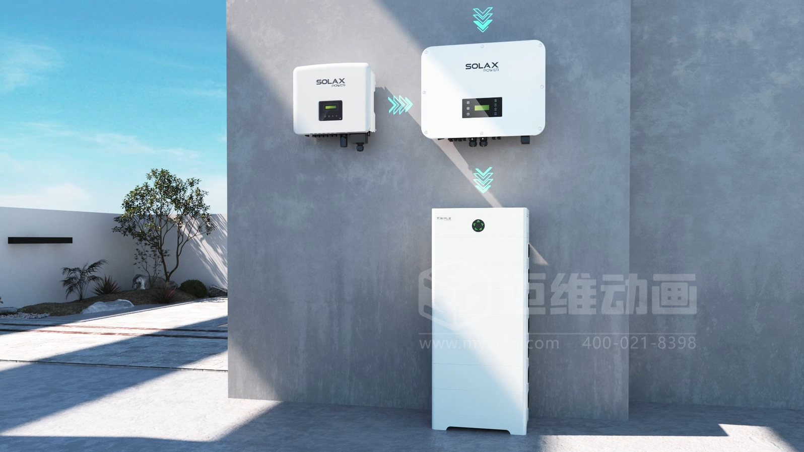 工商業儲能解決方案-三相混合儲能逆變器三維動畫展示(圖1)