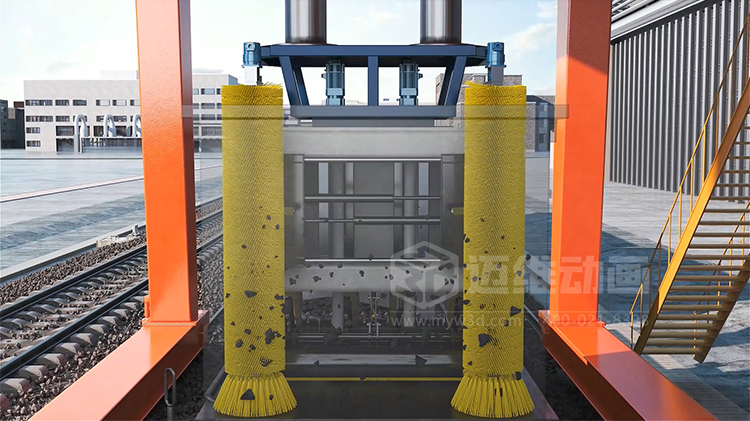 海大機器人-火車箱機器人粘凍煤清車系統三維動畫(圖4)